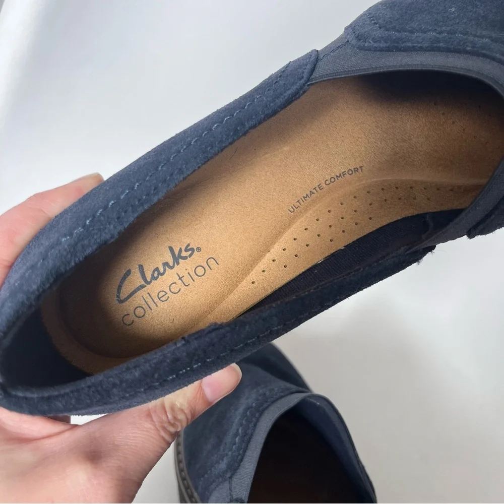Clark’s Airabell Mid Navy Blue Wedge Shoe Size 12